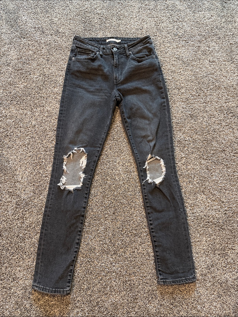 Women’s Levi's 721 High Rise Skinny Distressed Jeans Black Gray